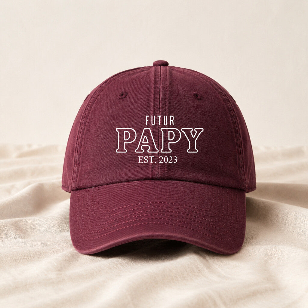 Casquette Futur papy Bordeaux posée et centrée