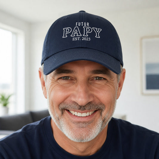 Casquette Futur papy marine portée de face