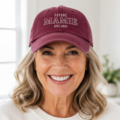 Casquette Future Mamie Bordeaux portée de face