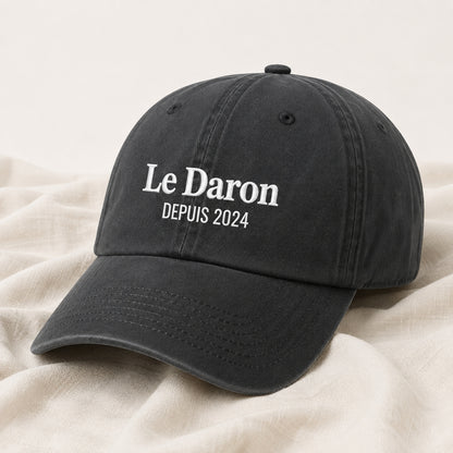 Casquette personnalisée brodée Le Daron posée Noir