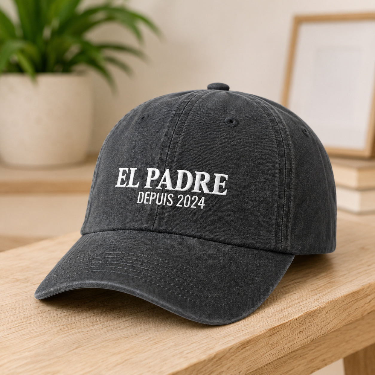 Casquette personnalisée brodée EL PADRE posée Noir