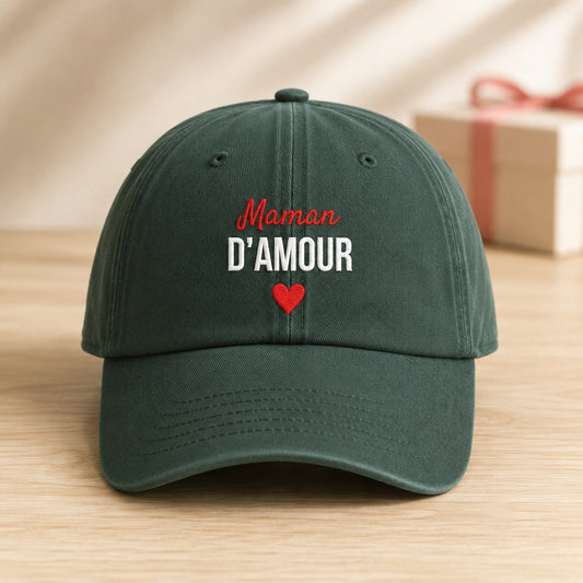 Casquette personnalisée brodée Maman d'amour posée Forest