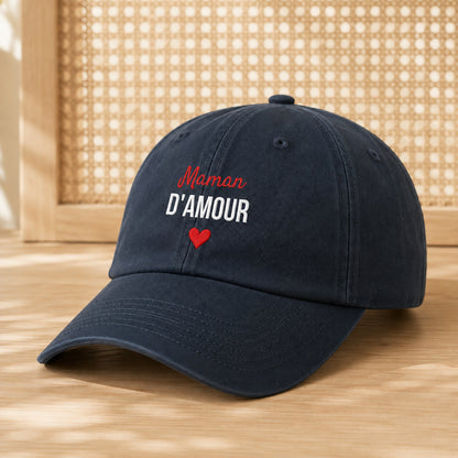 Casquette personnalisée brodée Maman d'amour posée Marine