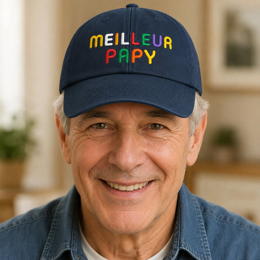 Casquette personnalisée Meilleur papy marine portée de face