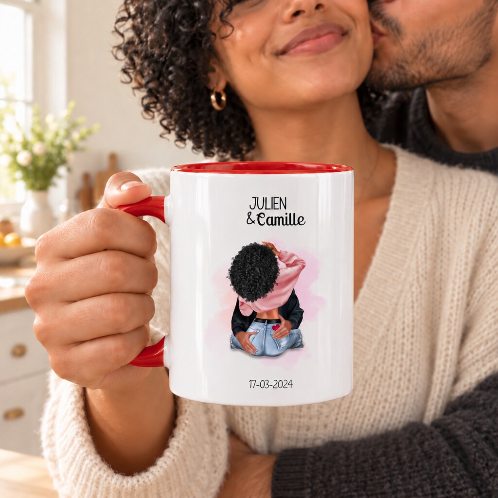 Couple avec son mug personnalisé Couple amoureux