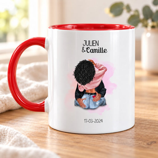 Mug personnalisé couple amoureux, vue produit rapprochée
