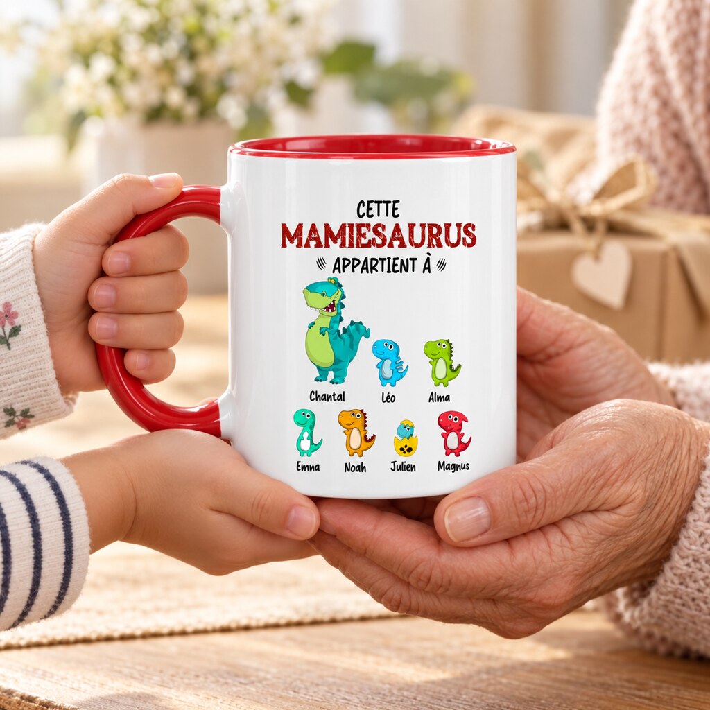 Mug personnalisé maman - Mamiesaurus, offert en cadeau, personnalisation bien visible