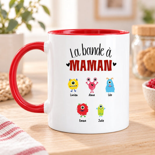 Mug personnalisé maman - La bande à Mamie, vue produit rapprochée, impression réaliste sur la céramique