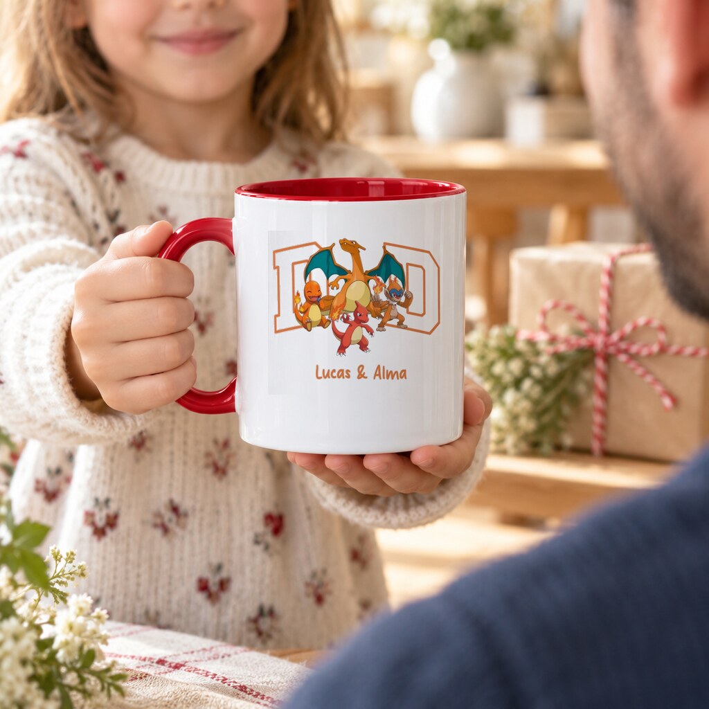 Mug personnalisé papa - DAD et prénoms, offert en cadeau, personnalisation bien visible