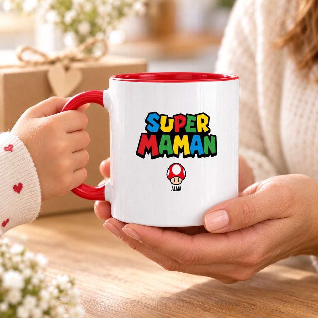 Mug personnalisé maman - Super Maman, offert en cadeau, personnalisation bien visible
