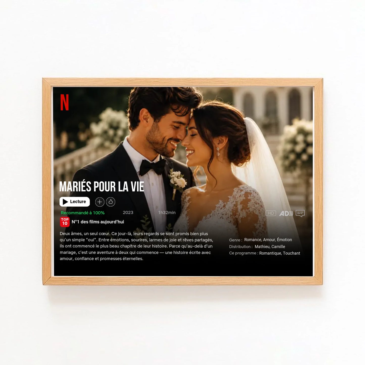 Poster Netflix personnalisé – Affiche cadre bois horizontale