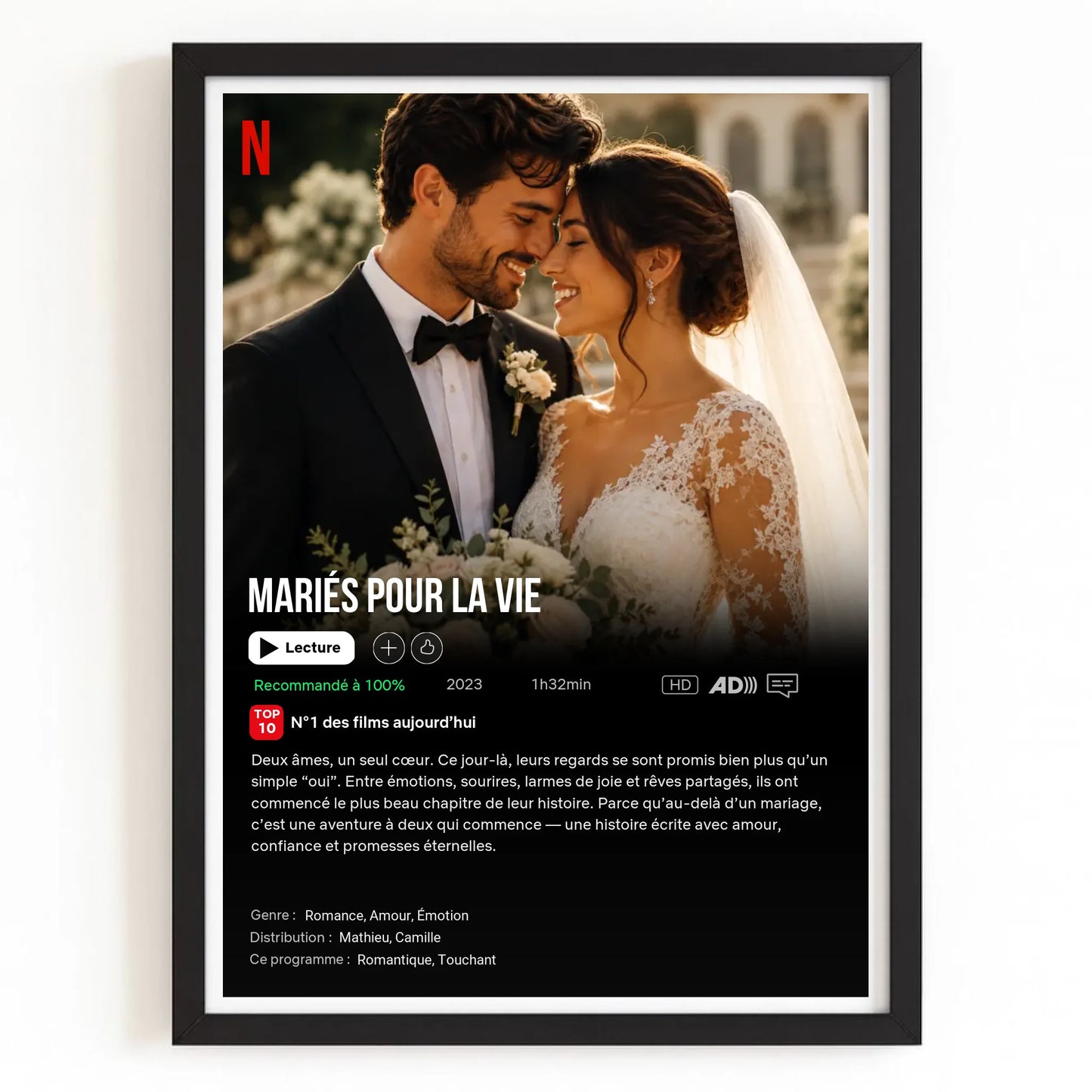 Poster Netflix personnalisé avec finition noire