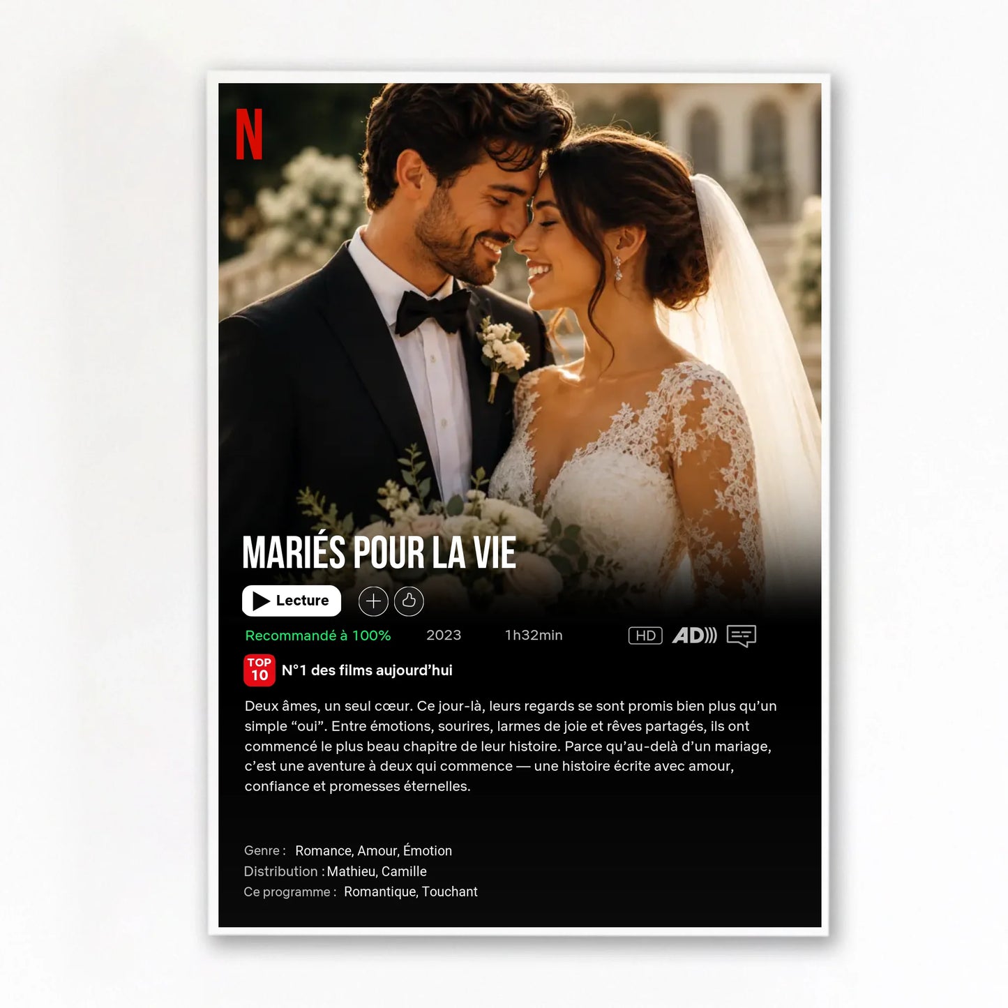 Poster Netflix personnalisé sans cadre