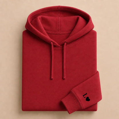 Pull couple assorti personnalisé – Hoodie Broderie Droite Rouge