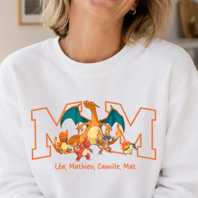 Sweat personnalisé maman - Initiale et prénoms des enfants
