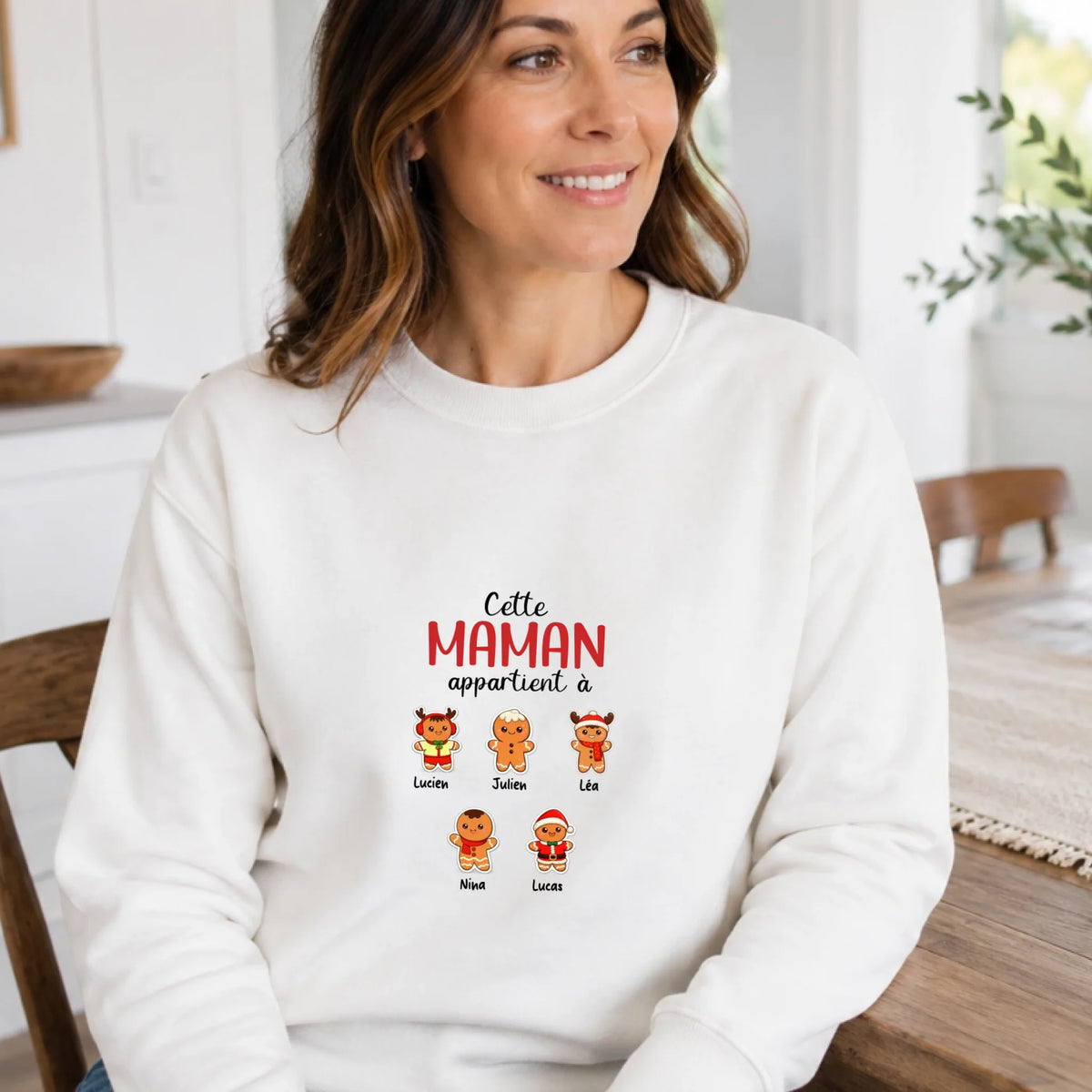 Pull de Noël Maman personnalisé – Pain d’épice – vue 2