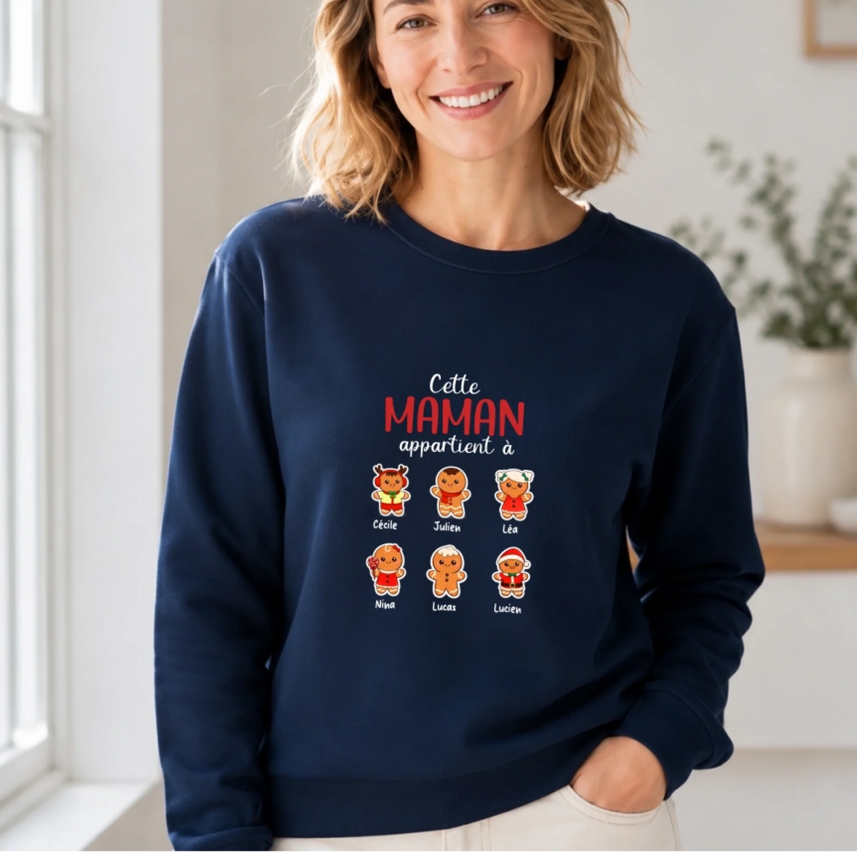 Pull de Noël Maman personnalisé – Pain d’épice