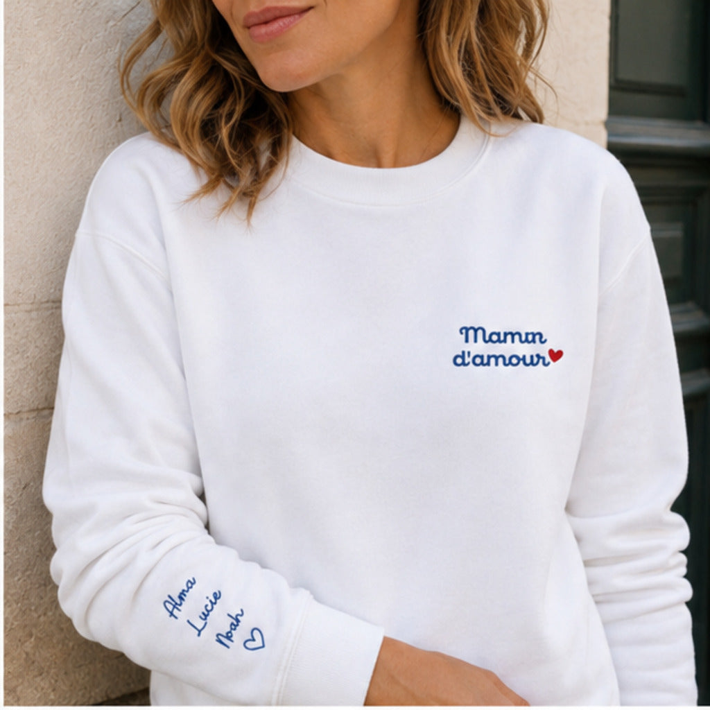Sweat personnalisé maman brodé - Maman d'amour – vue 2