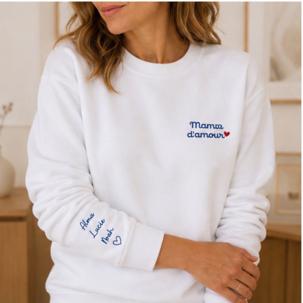 Sweat personnalisé maman brodé - Maman d'amour – vue 3
