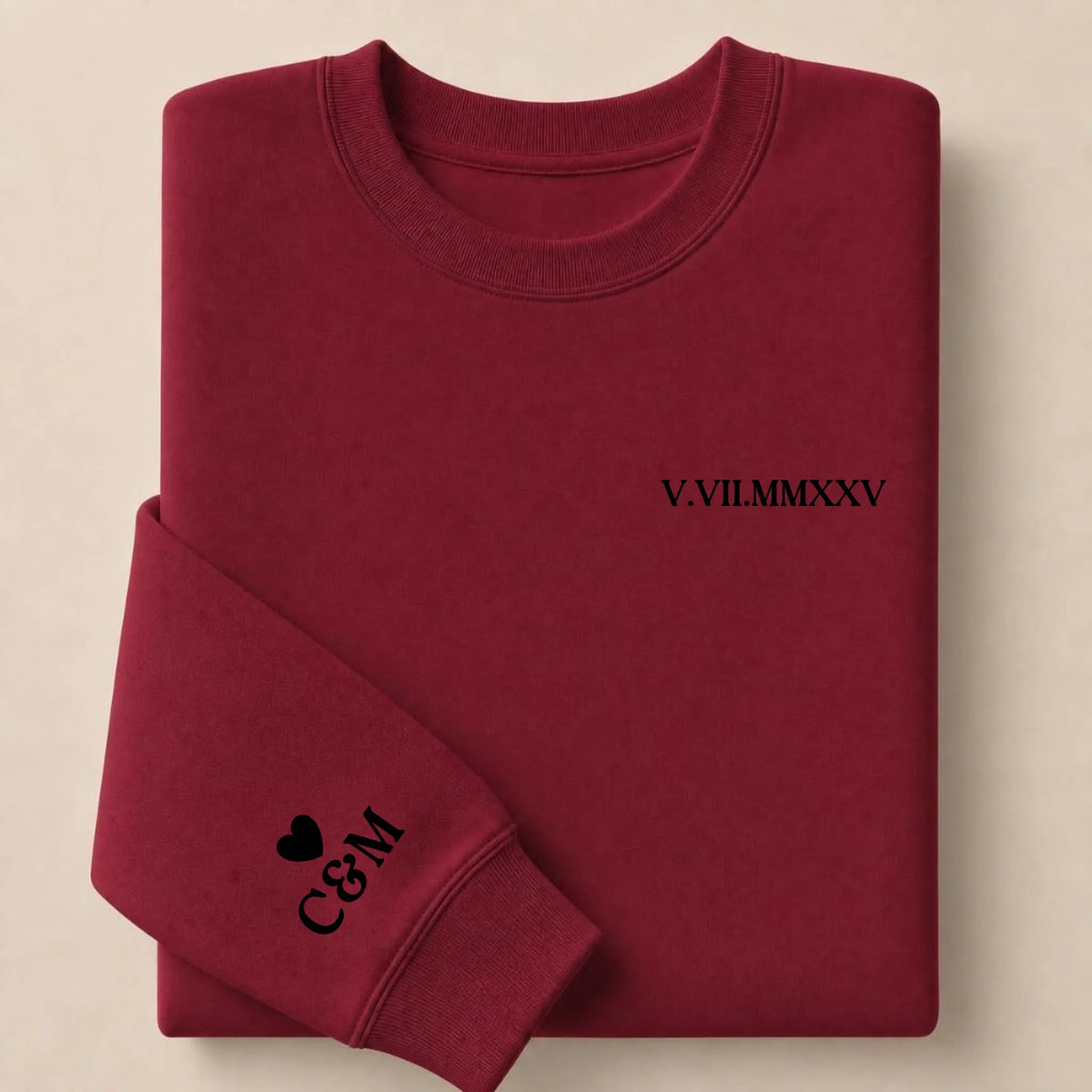 Pull personnalisé couple brodé date – vue 15