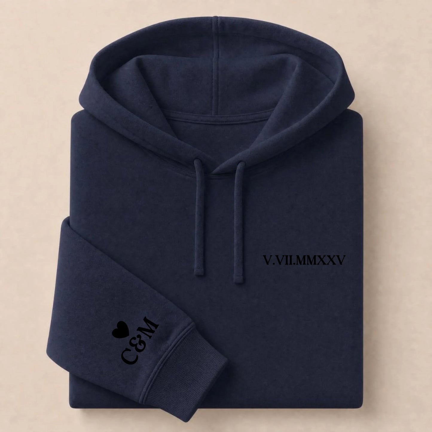 Pull personnalisé couple brodé date – Hoodie Broderie Droite Rouge