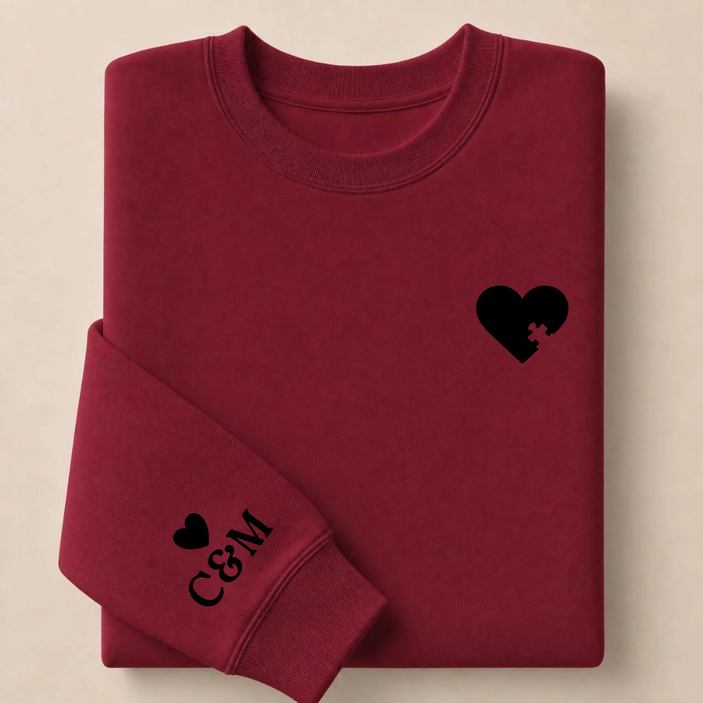 Pull personnalisé couple broderie – Hoodie Broderie Droite Rouge
