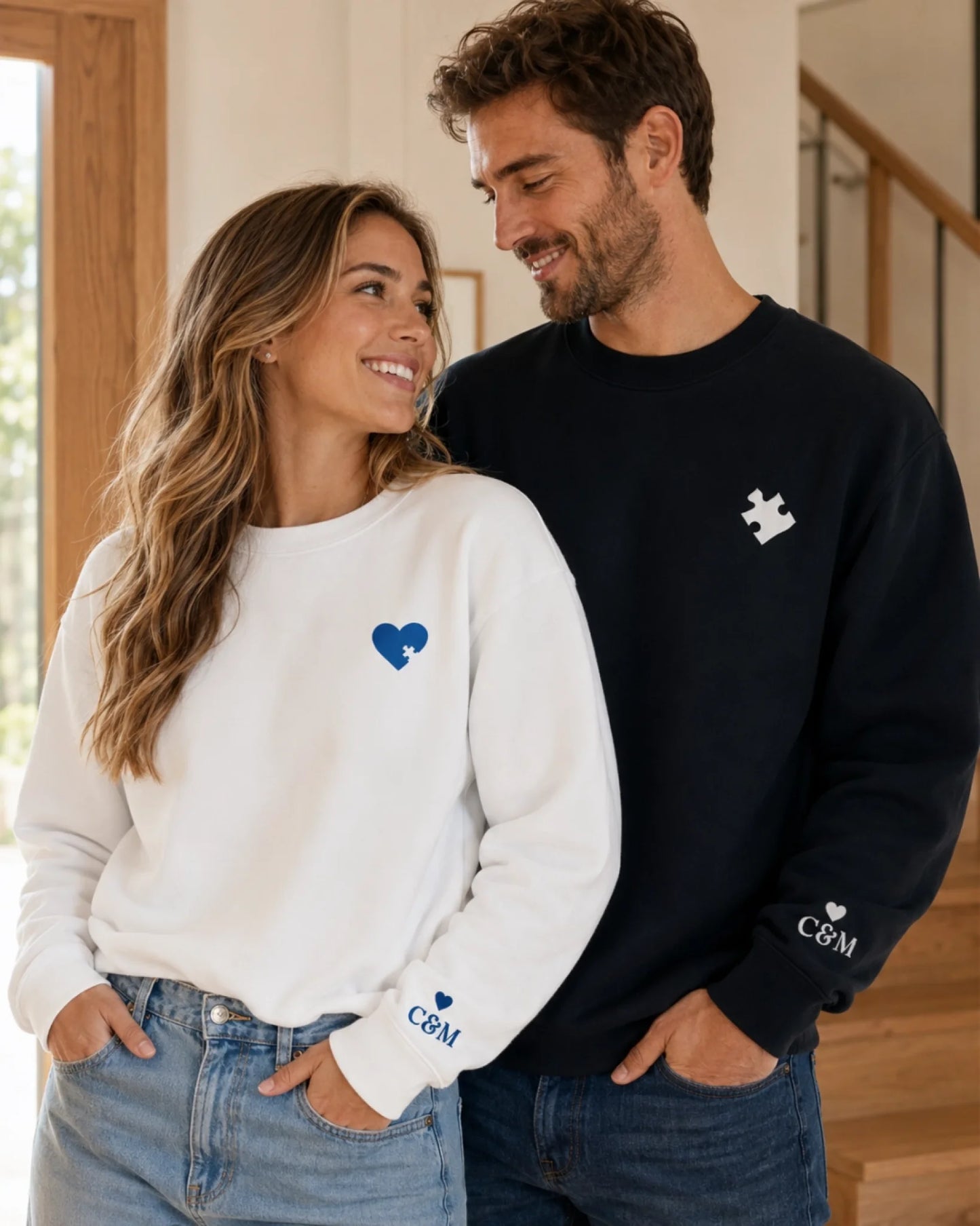 Pull personnalisé couple broderie – Couple