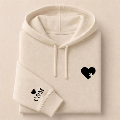 Pull personnalisé couple broderie – Hoodie Broderie Droite Rouge