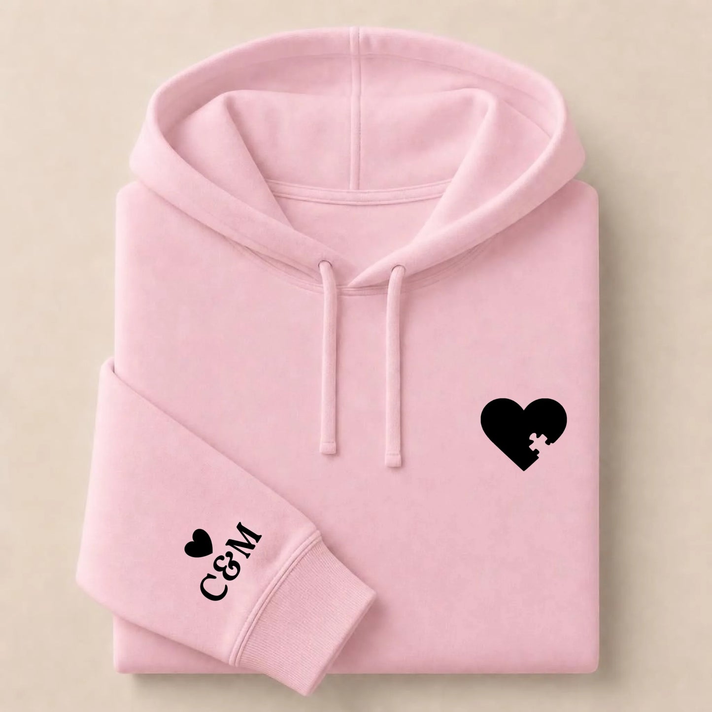 Pull personnalisé couple broderie – Hoodie Broderie Droite Rouge