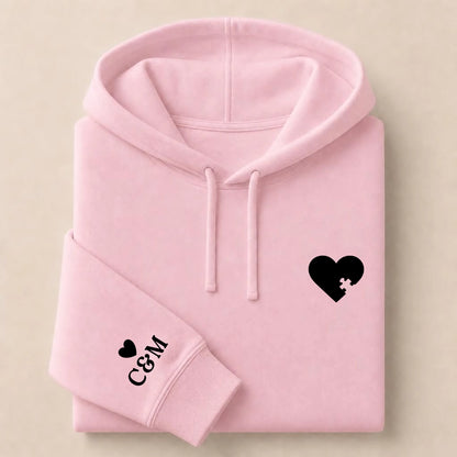 Pull personnalisé couple broderie – Hoodie Broderie Droite Rouge