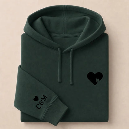 Pull personnalisé couple broderie – Hoodie Broderie Droite Rouge