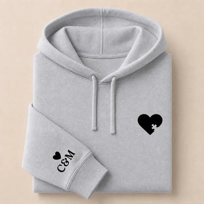 Pull personnalisé couple broderie – Hoodie Broderie Droite Rouge