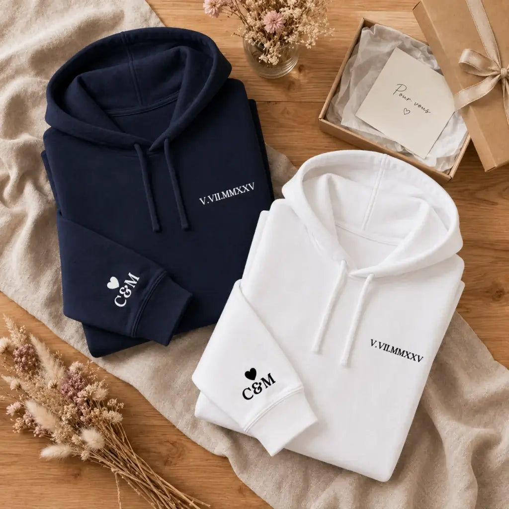 Pull personnalisé couple date chiffre romain – vue 21