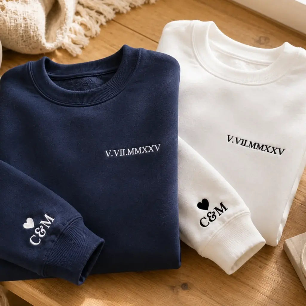 Pull personnalisé couple date chiffre romain – vue 3