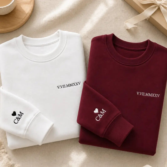 Pull personnalisé couple date chiffre romain