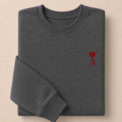 Pull personnalisé couple initiale – Hoodie Broderie Droite Rouge