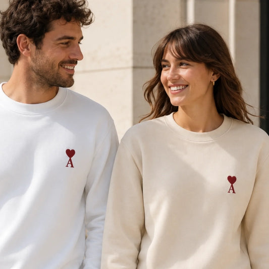 Pull personnalisé couple initiale