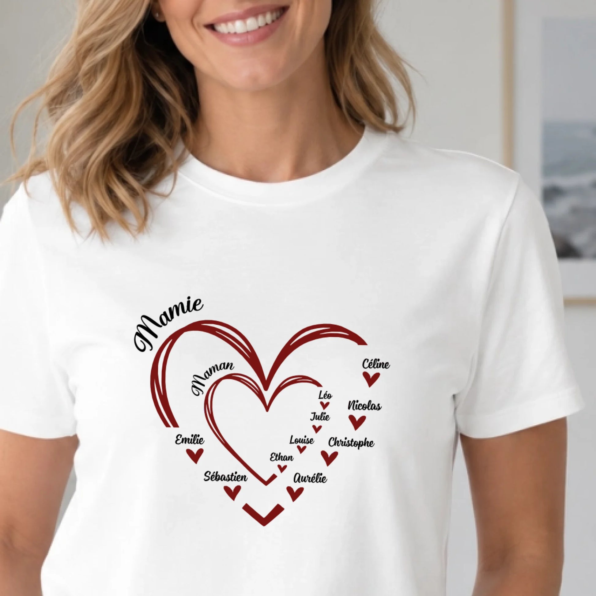 Pull Maman ou Mamie personnalisé – Cœurs et prénoms – vue 22
