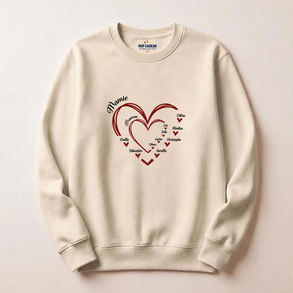 Pull Maman ou Mamie personnalisé – Cœurs et prénoms – vue 5