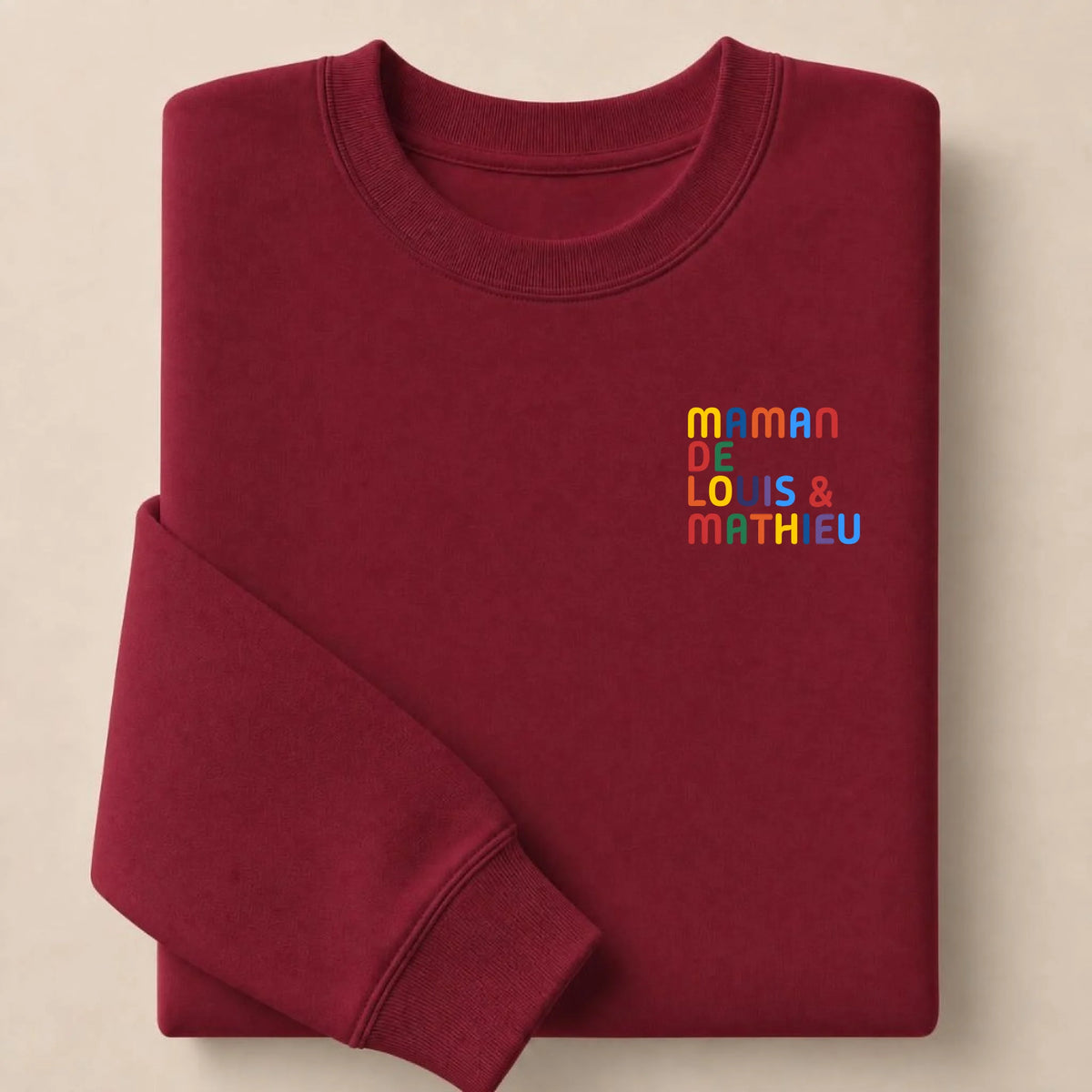 Pull personnalisé Maman - Prénoms multicolore brodé – vue 12