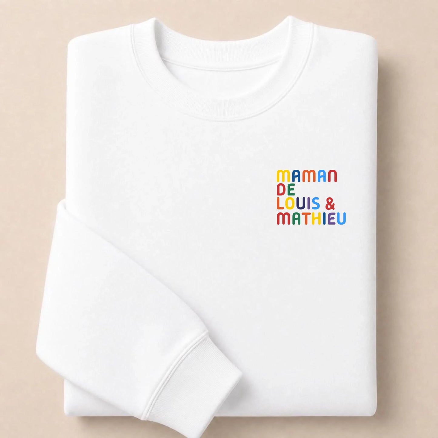 Pull personnalisé Maman - Prénoms multicolore brodé – vue 2
