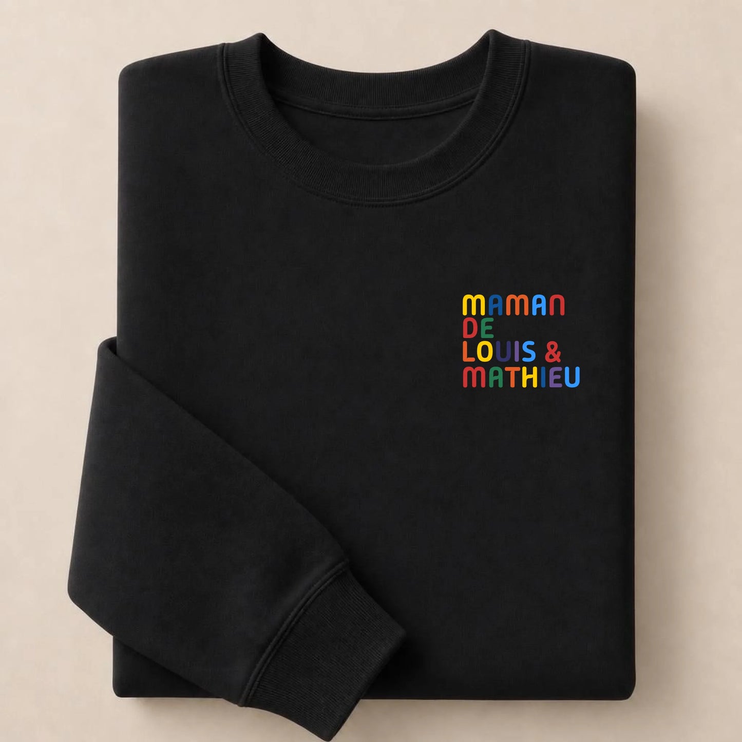 Pull personnalisé Maman - Prénoms multicolore brodé – vue 4