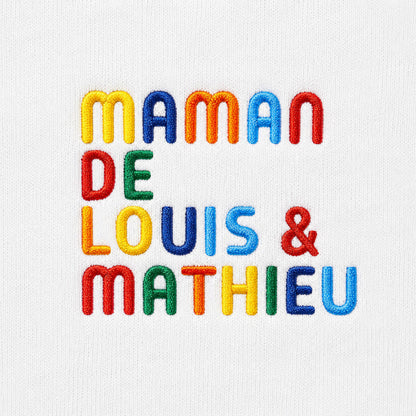 Pull personnalisé Maman - Prénoms multicolore brodé
