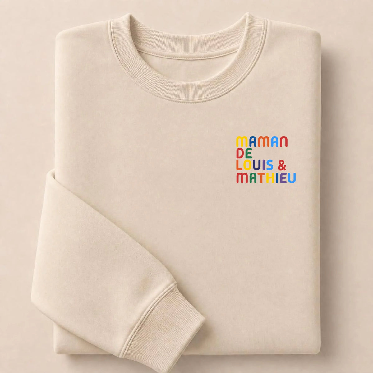Pull personnalisé Maman - Prénoms multicolore brodé – vue 5