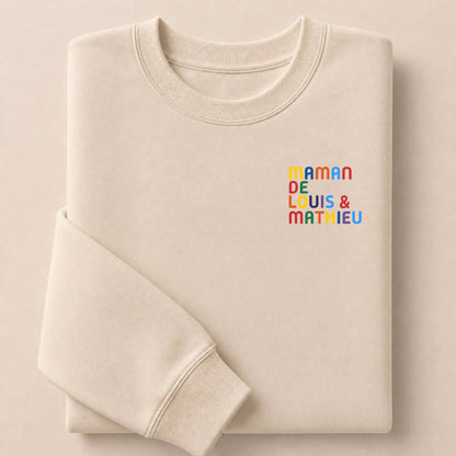 Pull personnalisé Maman - Prénoms multicolore brodé – vue 5