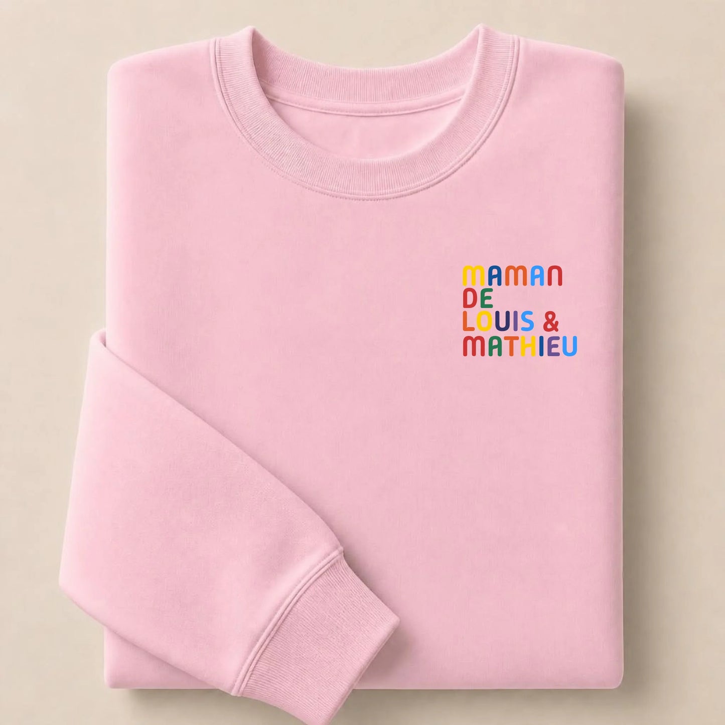 Pull personnalisé Maman - Prénoms multicolore brodé – vue 7