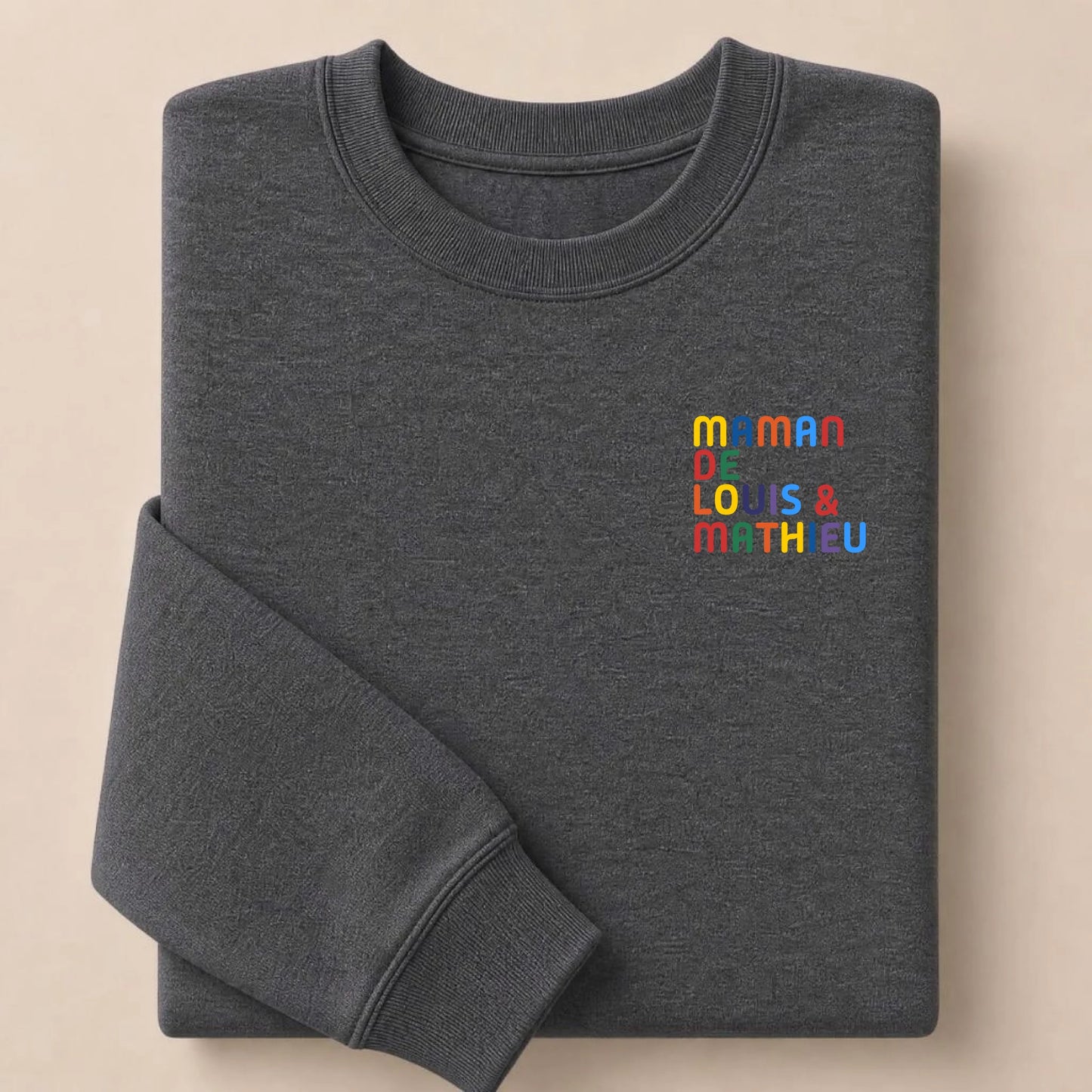 Pull personnalisé Maman - Prénoms multicolore brodé – vue 9