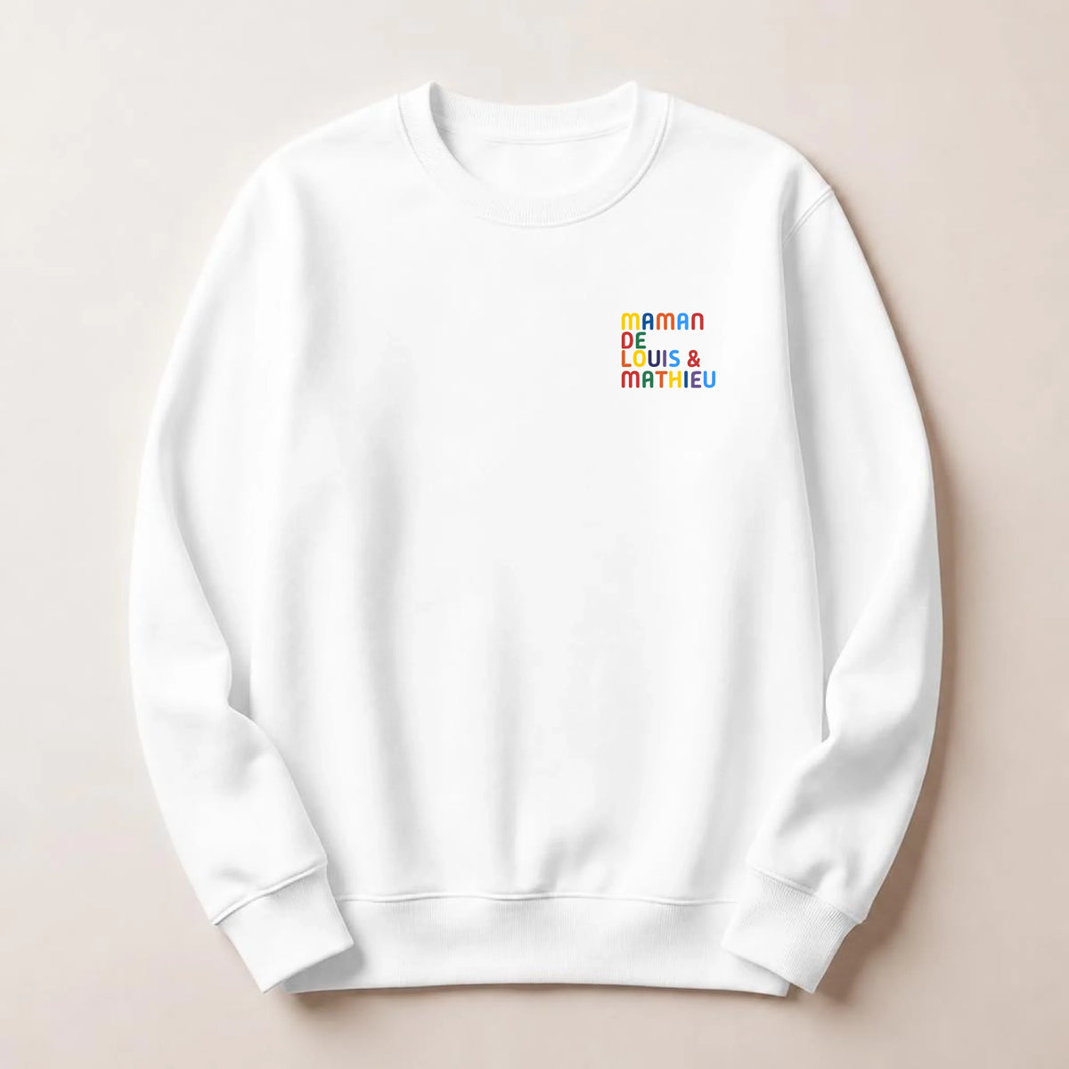 Pull personnalisé Maman - Prénoms multicolore brodé