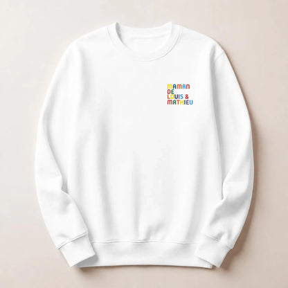 Pull personnalisé Maman - Prénoms multicolore brodé