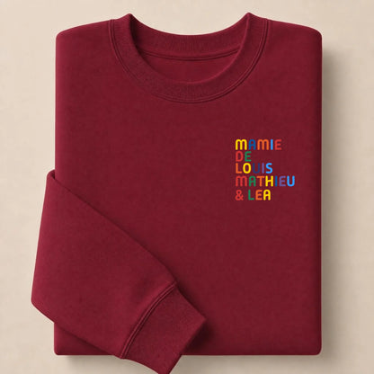 Pull personnalisé Mamie - Prénoms multicolore brodé – vue 12